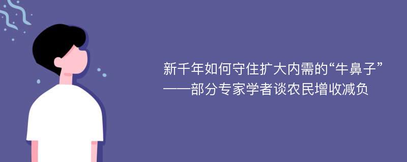 新千年如何守住扩大内需的“牛鼻子”——部分专家学者谈农民增收减负