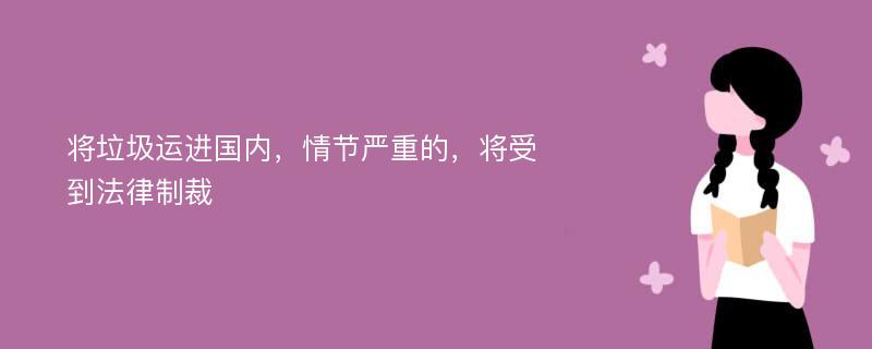 将垃圾运进国内，情节严重的，将受到法律制裁