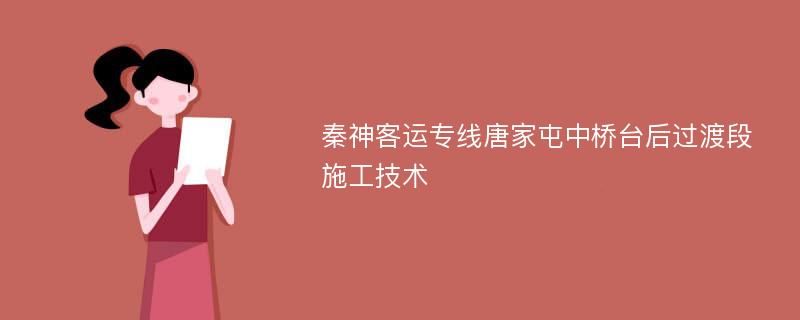 秦神客运专线唐家屯中桥台后过渡段施工技术