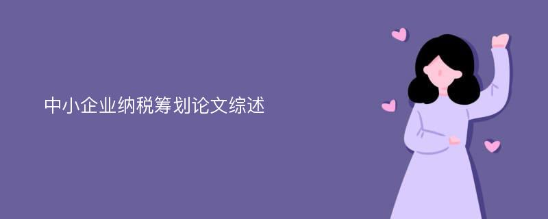 中小企业纳税筹划论文综述