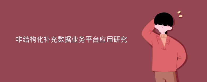 非结构化补充数据业务平台应用研究