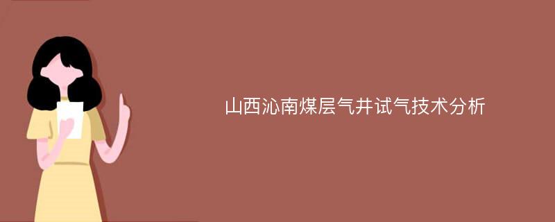 山西沁南煤层气井试气技术分析