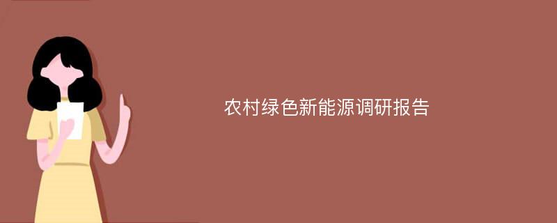 农村绿色新能源调研报告