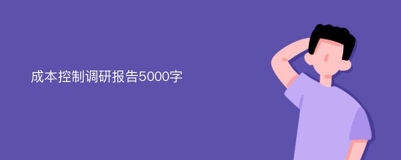 成本控制调研报告5000字