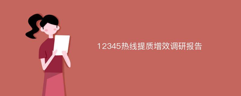 12345热线提质增效调研报告