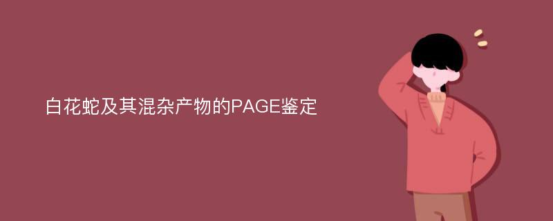 白花蛇及其混杂产物的PAGE鉴定