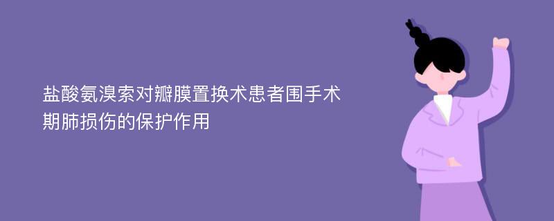 盐酸氨溴索对瓣膜置换术患者围手术期肺损伤的保护作用