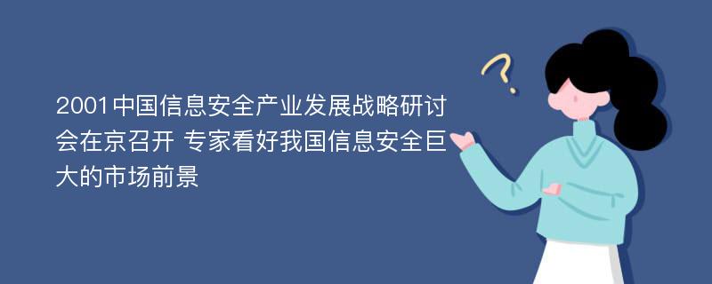 2001中国信息安全产业发展战略研讨会在京召开 专家看好我国信息安全巨大的市场前景