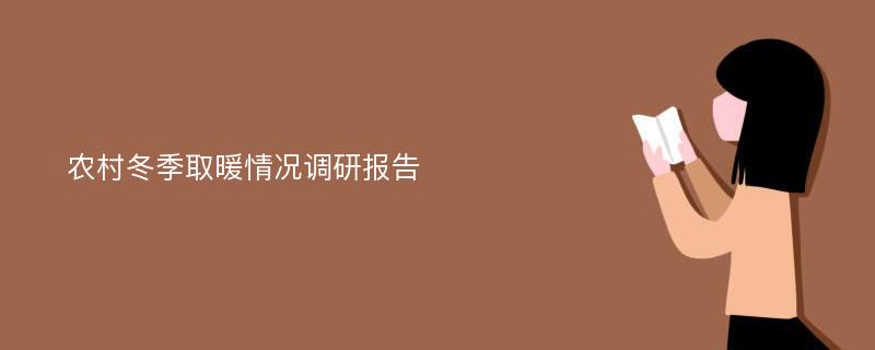 农村冬季取暖情况调研报告